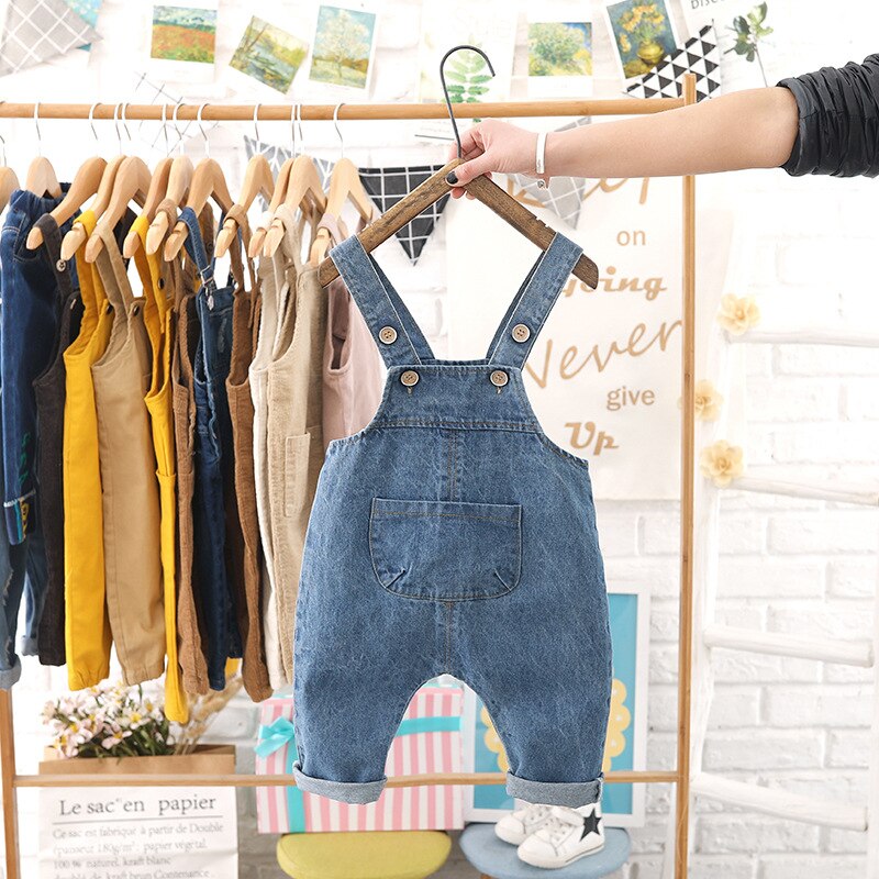 80-100cm spring baby boy denim overall boys jeans pant 1pc baby girl romper baby boy overall children pant