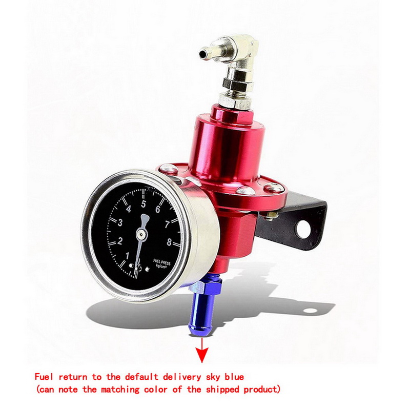 Universal Adjustable Fuel Pressure Regulator Kit with Gauge for Car