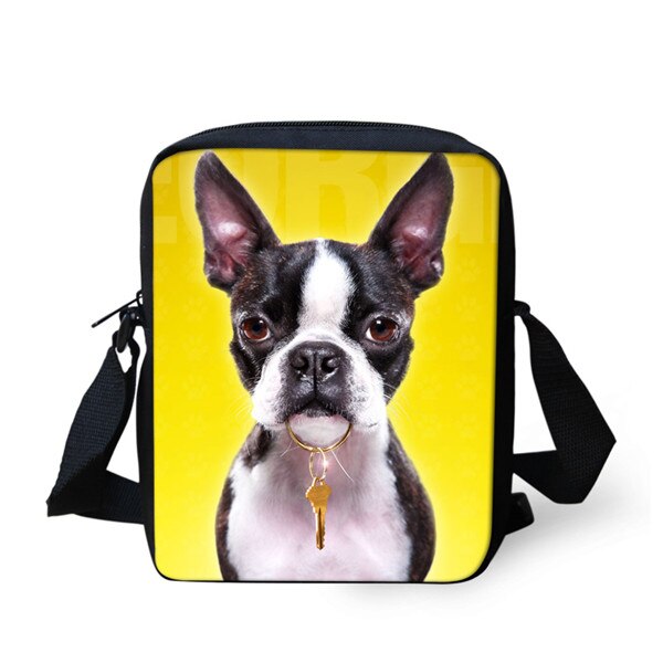 FORUDESIGNS-Bolsa de mensajero con de perro Pug para hombre y mujer, Mini bandolera de poliéster, informal, portátil, para niños y niñas: Z1487E