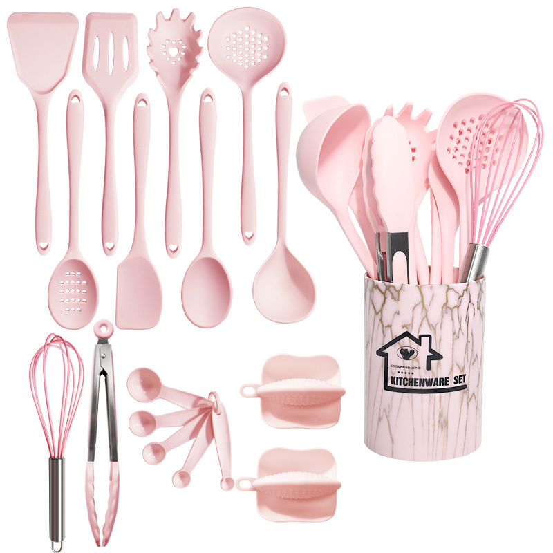Roze 18 Stuks Food Grade Siliconen Keuken Kookgerei Gebruiksvoorwerpen Turner Spatel Maatlepel Praktische Koken Tool Keukengerei Set