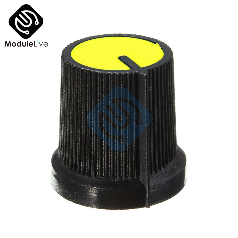 Bouton plastique 6mm pour potentiomètre conique rotatif | Bouton de commande de Volume, boutons noirs bricolage RK097G visage jaune 10 pièces