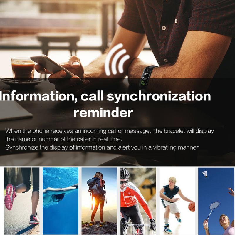 M3 Plus Smart Bluetooth Sports Bracelet Heart Rate Blood Pressure Monitor Fitness Tracker Smart Band For Android/IOS Smart Phone