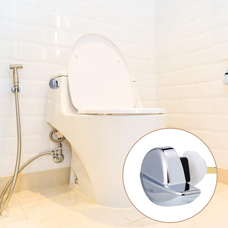 2 Pieces Toilet Flush Lever Toiletspoeling Handvat Vervanging Met 4 Stuks Rvs Baffle Kettingen (Side Mount)