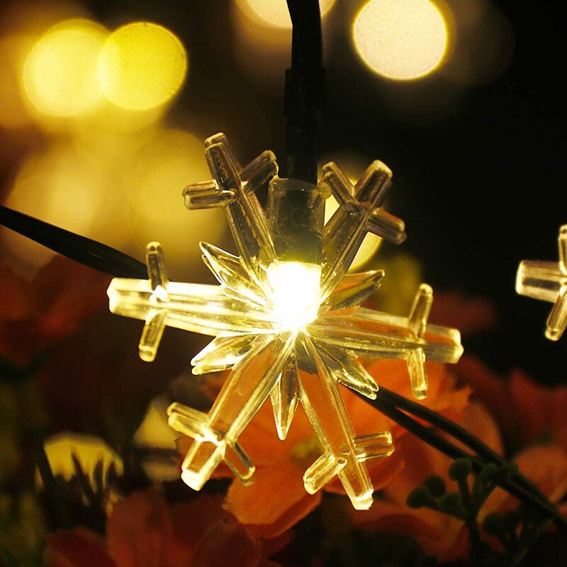 Solar Powered Snowflake 20 LED,30 LED,50 LED,100 LED String Lights,Romantic Decoration Fairy Light for Christmas, Outdoor Party