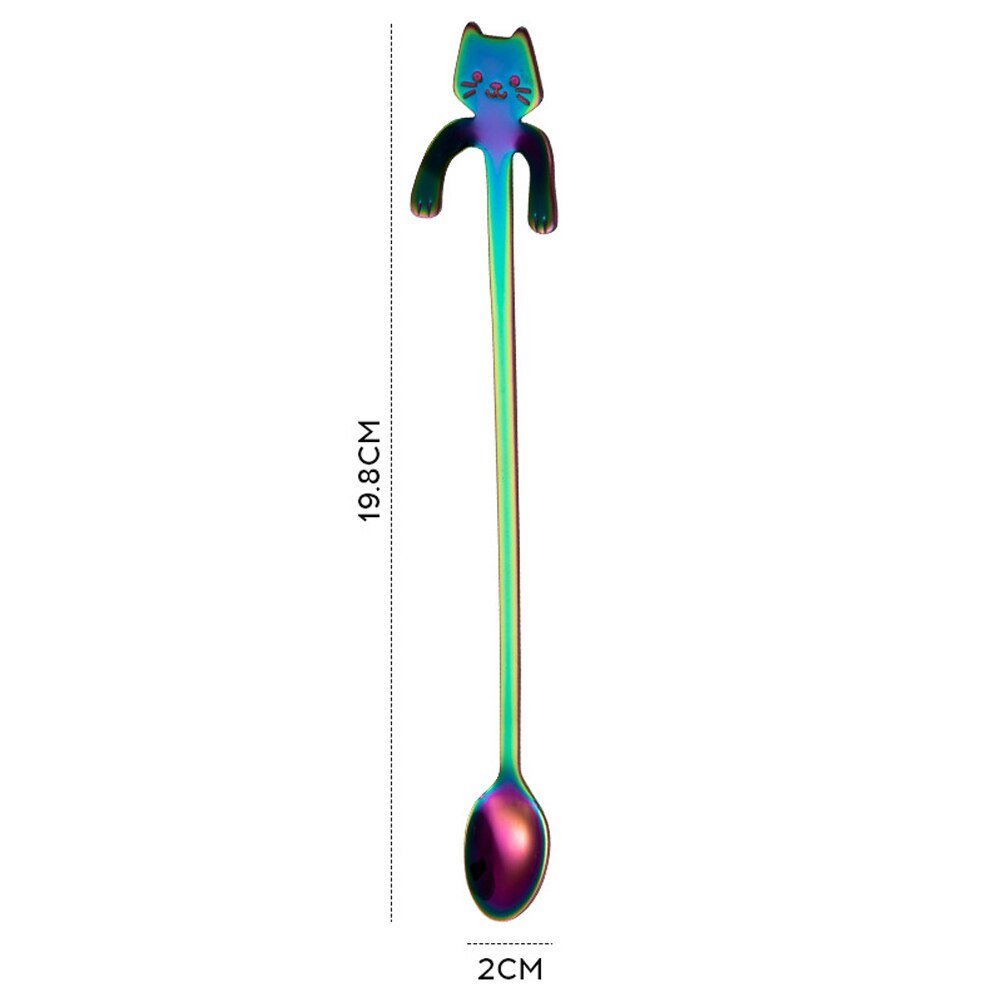Coffee Spoon Mini 304 Stainless Steel Cartoon Cat Spoon Long Handle Flatware Coffee Drinking Tools Kitchen Gadget: 9