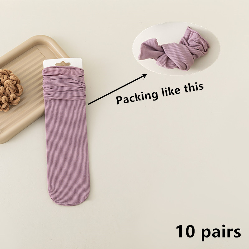 10 paar fleece sokken voor dames, losse, dunne zomersokken, effen kleur, japanse nylon sokken, collegestijl, zacht en ademend: Legergroen