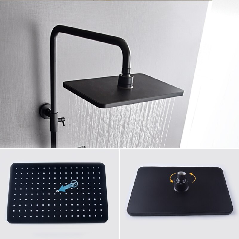 8/10/12 inch Big Rain Shower Head ABS Plastic Square and Round Top Shower Head Over-head Shower Sprayer Chrome and Black