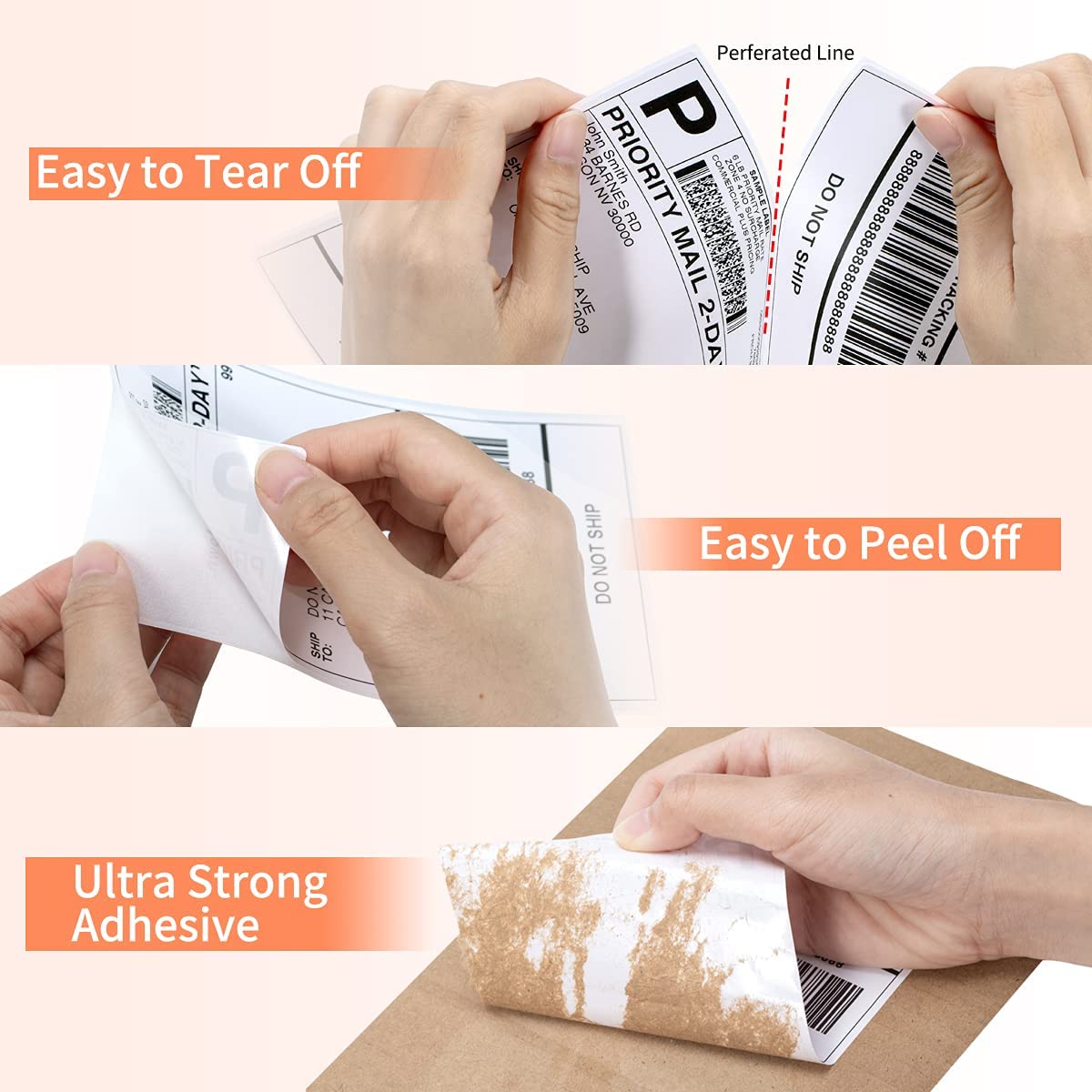 4x6 Thermal Direct Label,Pack of 500 Fan-Fold Labels, Permanent Adhesive, Commercial Grade Thermal Labels