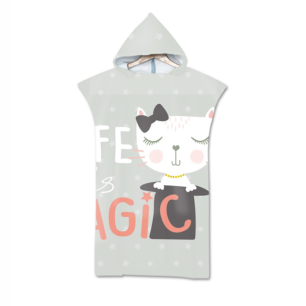 Cute Cartoon Animals Microfiber Hooded Beach Towel For Kid Adults Swimming Cloak