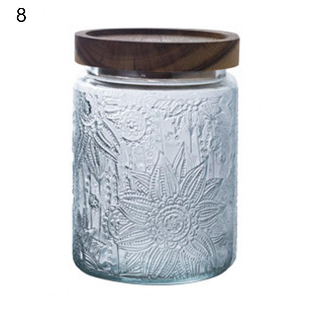 700ml Glass Sealed Jar Kitchen Storage Container Mason Jars with Wood Lid Glass Jar Clear Pasta Airtight Canister Food Storage: 8