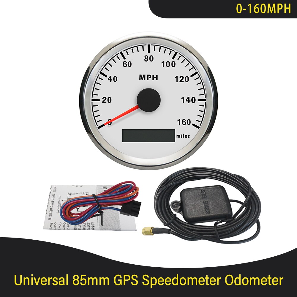 ELING 85mm GPS Speedometer Odometer 140MPH/160MPH/200MPH Speed Gauge Odometer ATV Motorcycle Marine Boat Buggy Car 12V/24V: 160MPH-WS