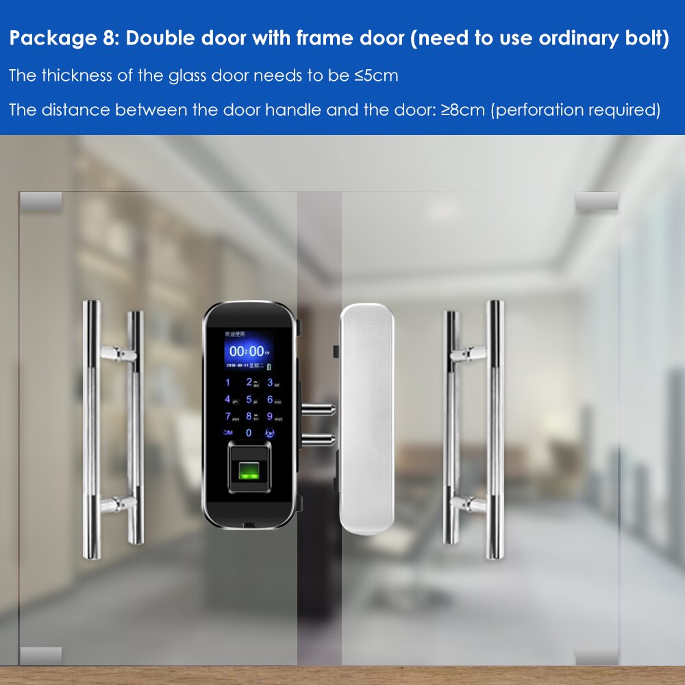 Fingerprint electronic door lock Office single/double door password lock fingerprint touch lock access control system: Cool black4