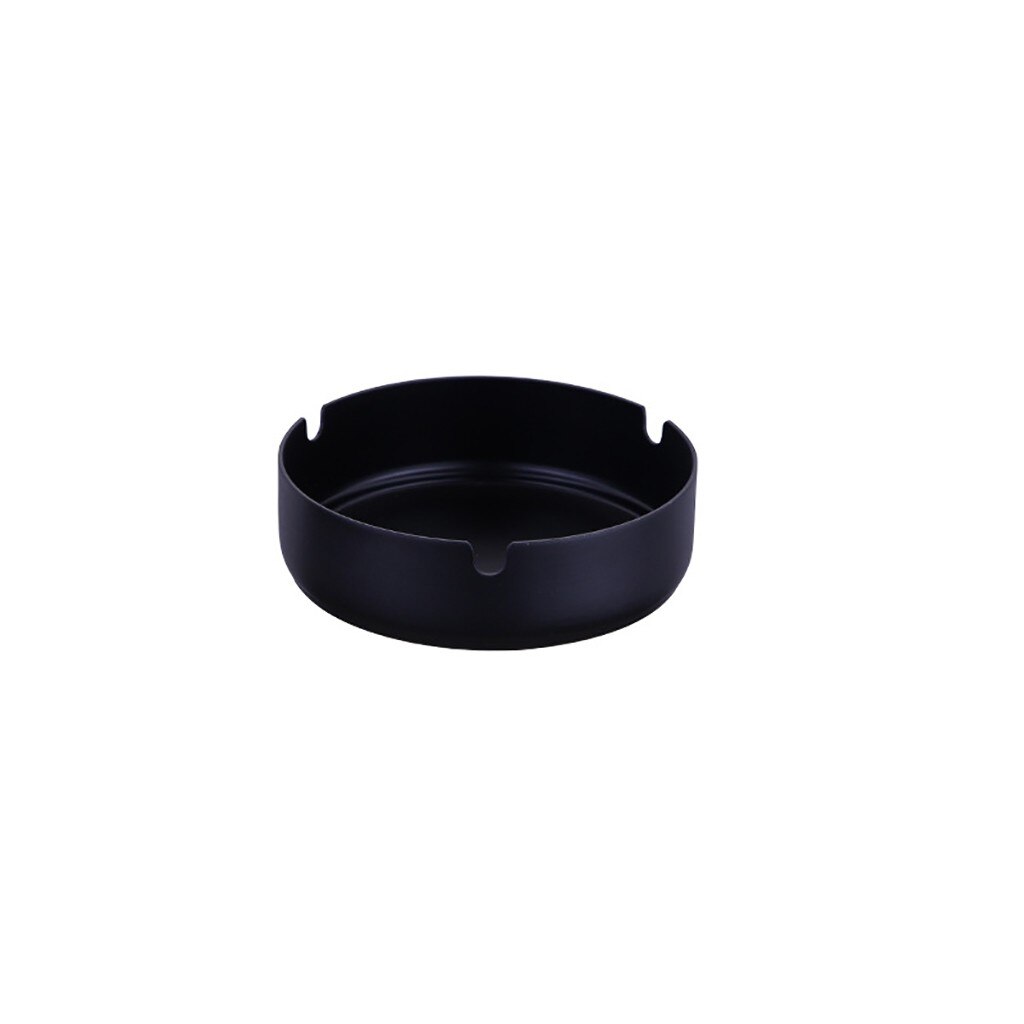 Luxe Roestvrijstalen Asbak Kleurrijke Draagbare Hittebestendig Slip Asbak Ronde Asbak H5: black