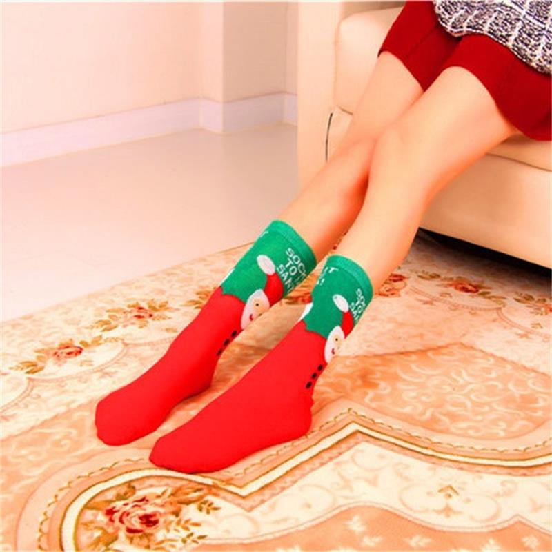 Colorido algodão feminino engraçado meias de natal floco de neve hip-hop feliz ano novo outono inverno papai noel neve elk presente meias