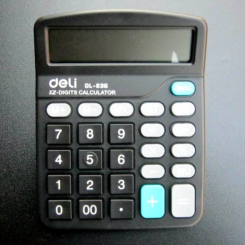 Deli DL-836 12 dígitos Calculadora de pantalla grande negro Oficina Auto Apagado sin batería AAA embalaje al por menor
