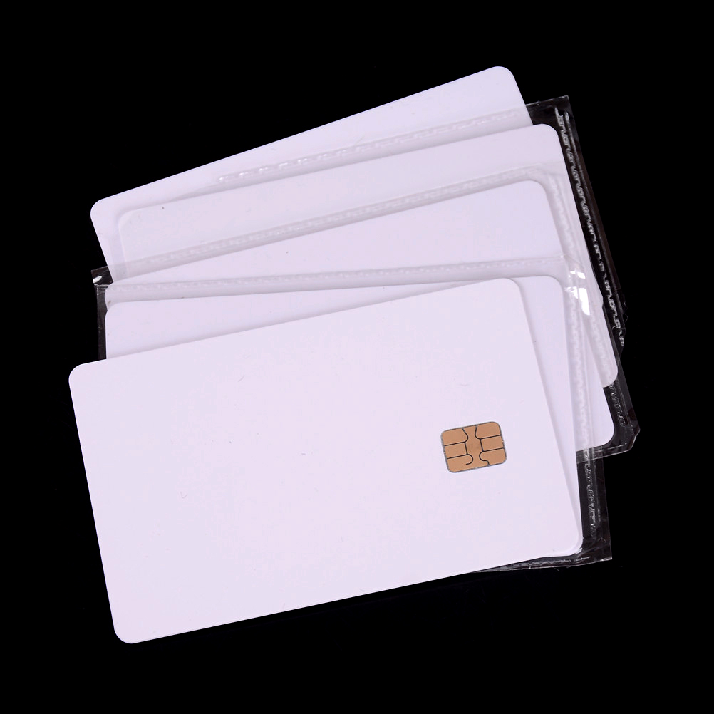 Tarjeta IC de contacto, tarjetas de recarga de miembros, tarjeta inteligente IC de PVC en blanco con Chip SLE4442, tarjeta de identificación blanca de seguridad ISO, 5 uds.