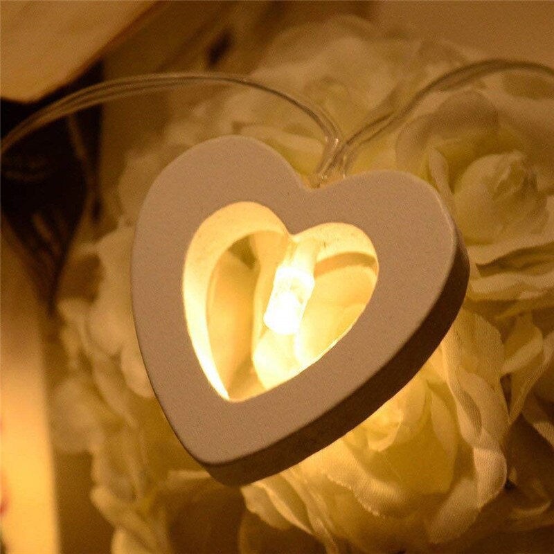 40LEDS Kerst String Verlichting LED Fairy Guirlande Nachtlampje Houten Hart Valentijnsdag Decor Thuis Verjaardag Bruiloft licht