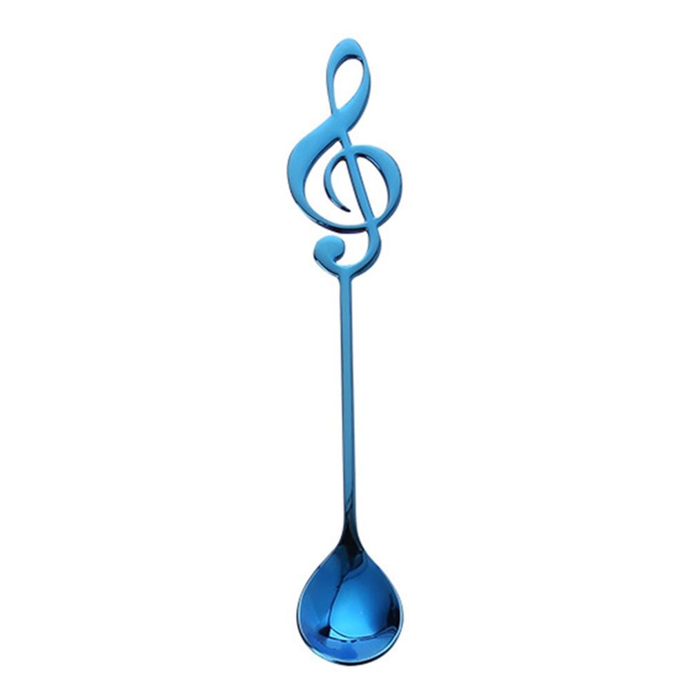 Stainless Steel Musical Notes Ice Cream Coffee Tea Stirring Spoon Tableware: Blue