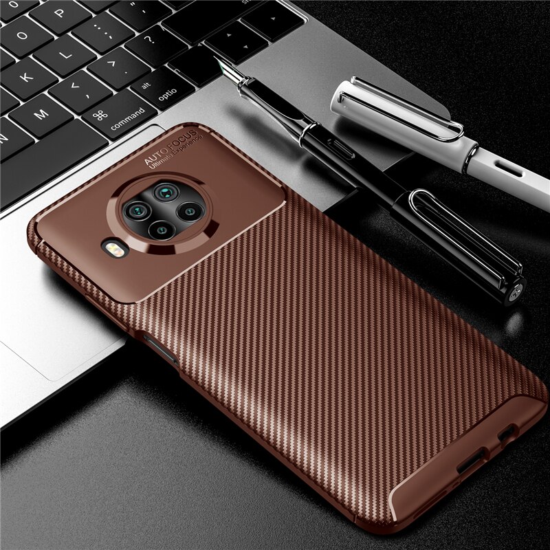 For Xiaomi Mi 10T Lite 5G Case Silicone Slim Carbon Fiber Anti-knock Case For Xiaomi Mi 10T Lite 5G Cover For Xiaomi 10T Lite 5G: For Mi 10T Lite / Brown