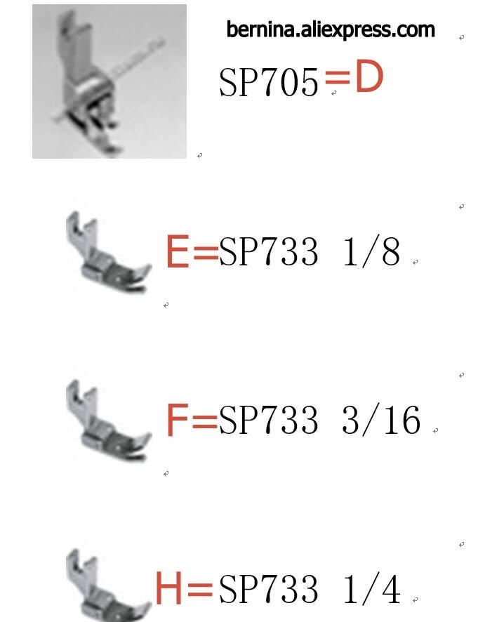 Industrial Sewing Machine PRESSER FOOT FEET SP733 5/16 3/8 1/2 1/8 3/16 1/4 SP705 for juki pfaff brother JACK TYPICAL SIRUBA: D