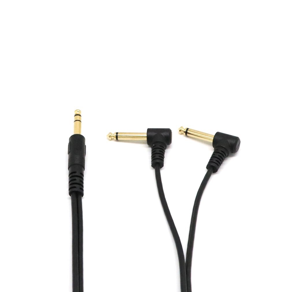 Guitar Y Cable 5 Feet Gold Plated 6.35mm Male TRS Stereo to Dual 2 x 6.35mm Male TS Mono Right Angle Y Splitter Audio Cable