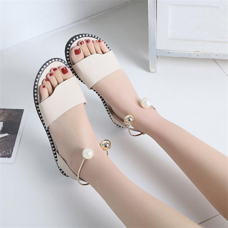 Zomer Vrouwen Sandalen Slip Peep Toe Slingback Schoenen Rome Dames Effen Metalen Decoratie Casual Vrouwelijke Modeschoenen