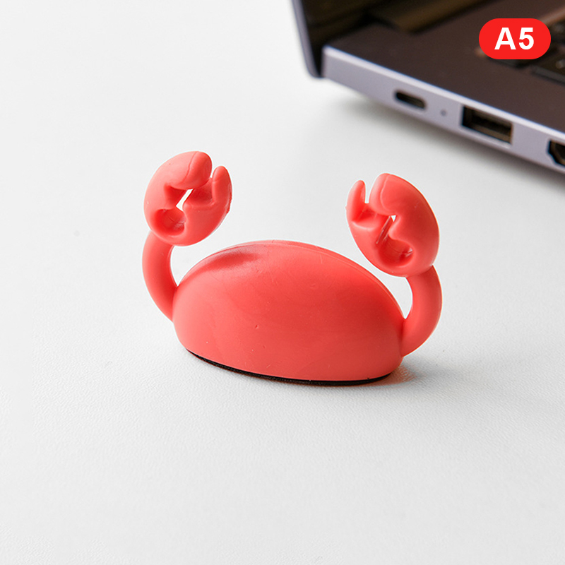 Cute Crab Cable Organizer Clip Data Cable Stand Mobile Phone Charging Cable Organizers Fixer Desk Self-Adhesive Wire Tidy Holder: black
