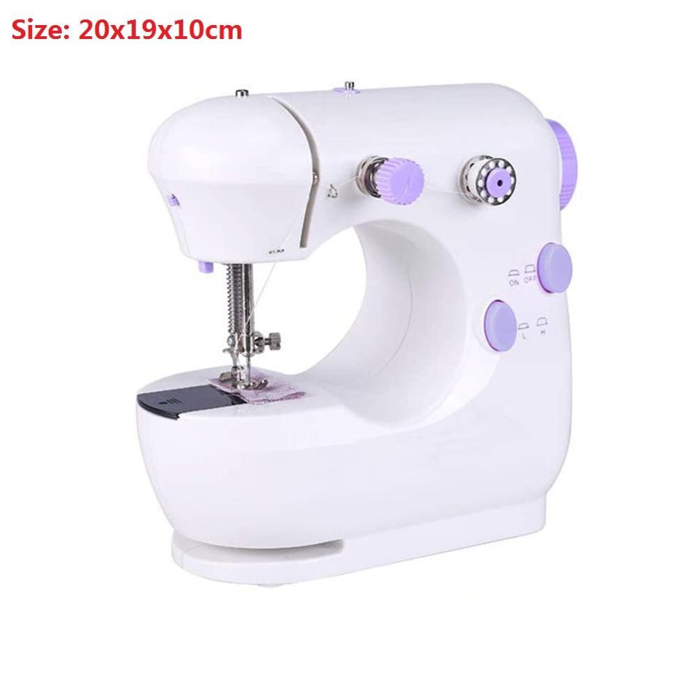 Mini Sewing Machine Built-in Light Mending Machine Dual Speed Double Thread Stitching Electric Pedal Sewing EU Plug Small Gadget
