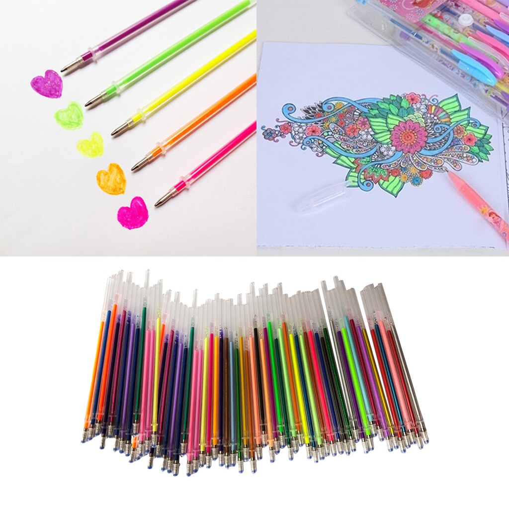 Highlighter Ink Gel Pen Refills , 60/100 Color 0.8mm,No Duplicates,More Ink Than