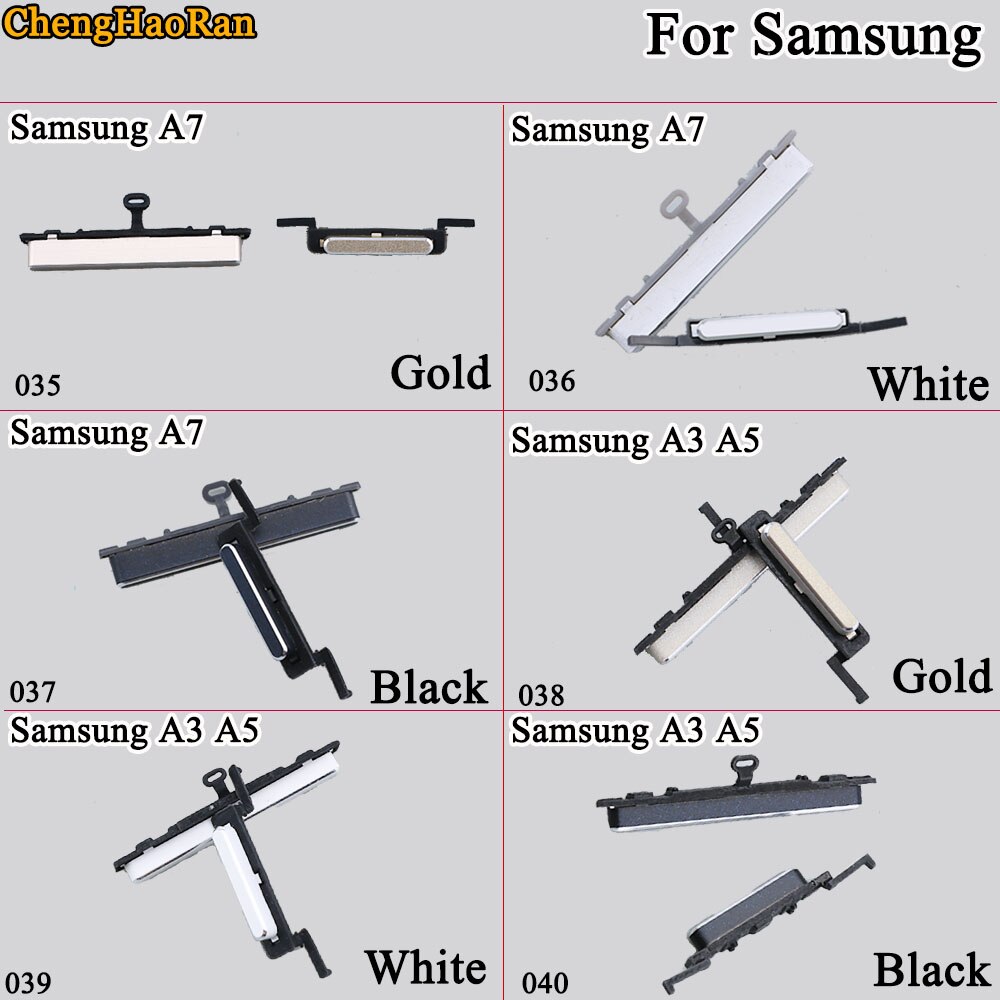 Chenghaoran 1 sæt til samsung galaxy  a7 a3 a5 telefon cover volumen magt volumen lydløs knap side knap reparation dele udskiftning