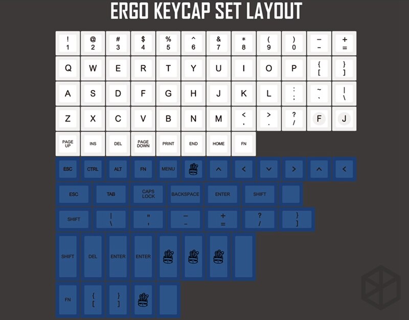 Dsa ergodox-teclas pbt para teclados mecánicos personalizados, teclas ergonómicas para teclados Infinity ErgoDox, color blanco y azul: Default Title