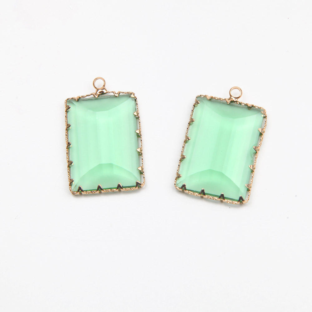 Rechthoek Facet Glas Bedels Voor Sieraden Maken Ketting Hangers Bevindingen Levert Diy Accessoires 19*26Mm