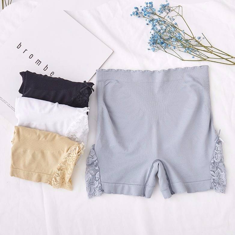 Kvinder sikkerhedsshorts bukser sømløse nylon trusser med høj talje bomuld skridt sømløse anti tømte boyshorts bukser piger slankende: Mørkegrå