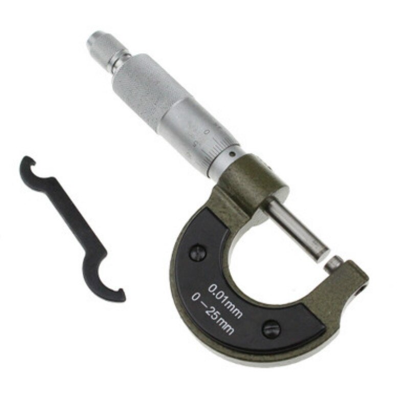 High Precision Stainless Steel Micrometer Measuring Range 0-25MM Resolution 0.01MM High Strength Metal Measuring Instrument