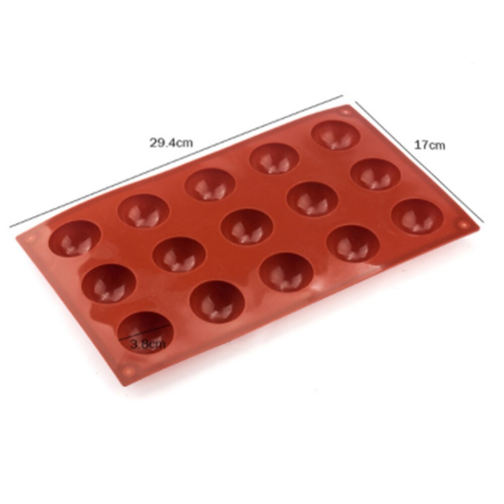 Mezza sfera sfera stampo in silicone torta rotonda cioccolato pasticceria Bakeware stampino budino gelatina sapone Pannello caramelle stampi da forno cucina: 15 hole