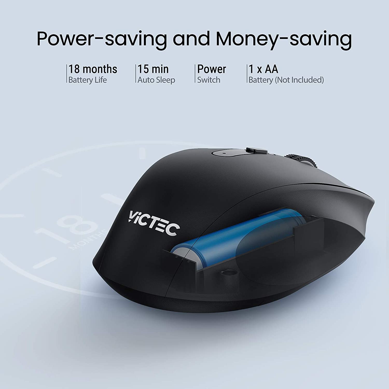 VicTsing Drahtlose Maus, Ergonomische Stille Maus mit 5 Einstellbare DPI &amp; USB Empfänger für Laptop, Chromebook, PC, Tablet, Desktop