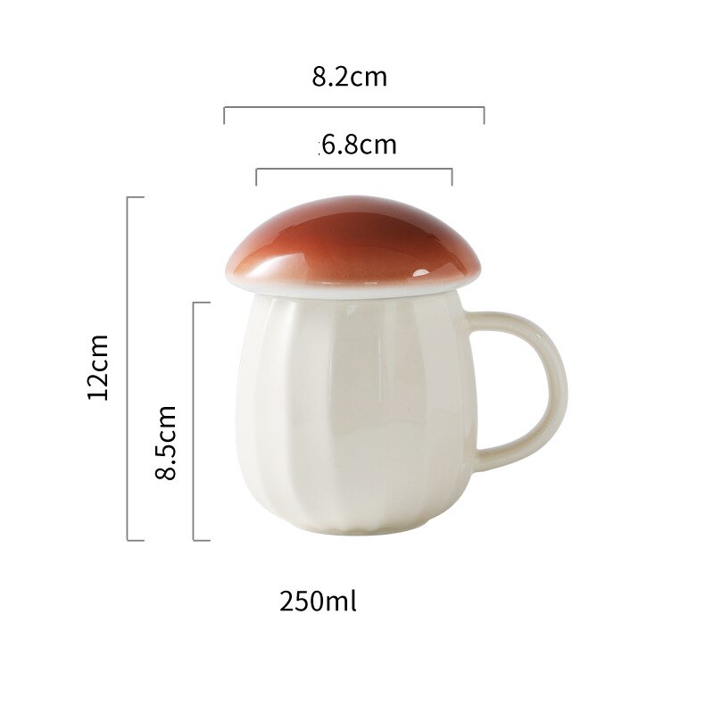 Paddestoel Mok Met Deksel Koffie Cups Keramische Mokken Office Thuis Ontbijt Mok Paddestoel Patroon Drinkware Voor Vrienden En Familieleden: Bruin