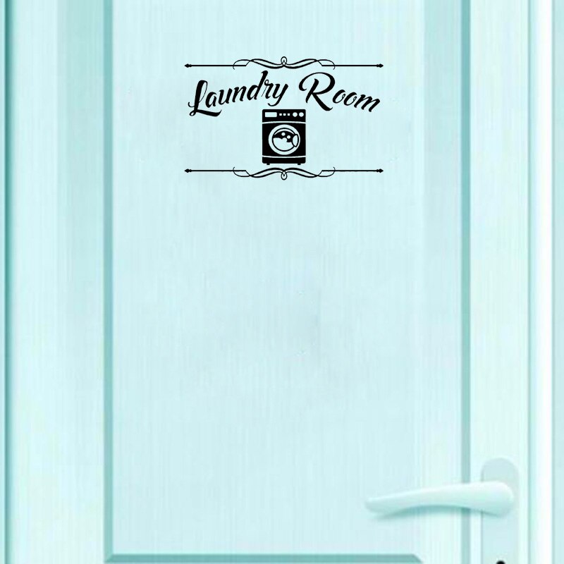 Laundry Room Wash Dry Fold Vinyl Wall Sticker Artistic Home Decoration Door Sticker A2304