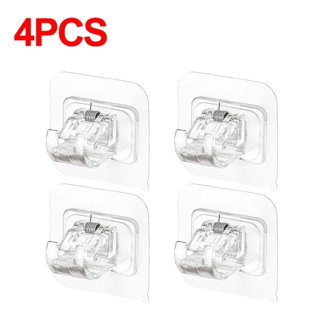 Clip de barra de cortina ajustable, ganchos de pared autoadhesivos, sin perforaciones, soporte colgante para barra de cortina de ducha, accesorios de baño, 2-8 Uds.: Gris oscuro