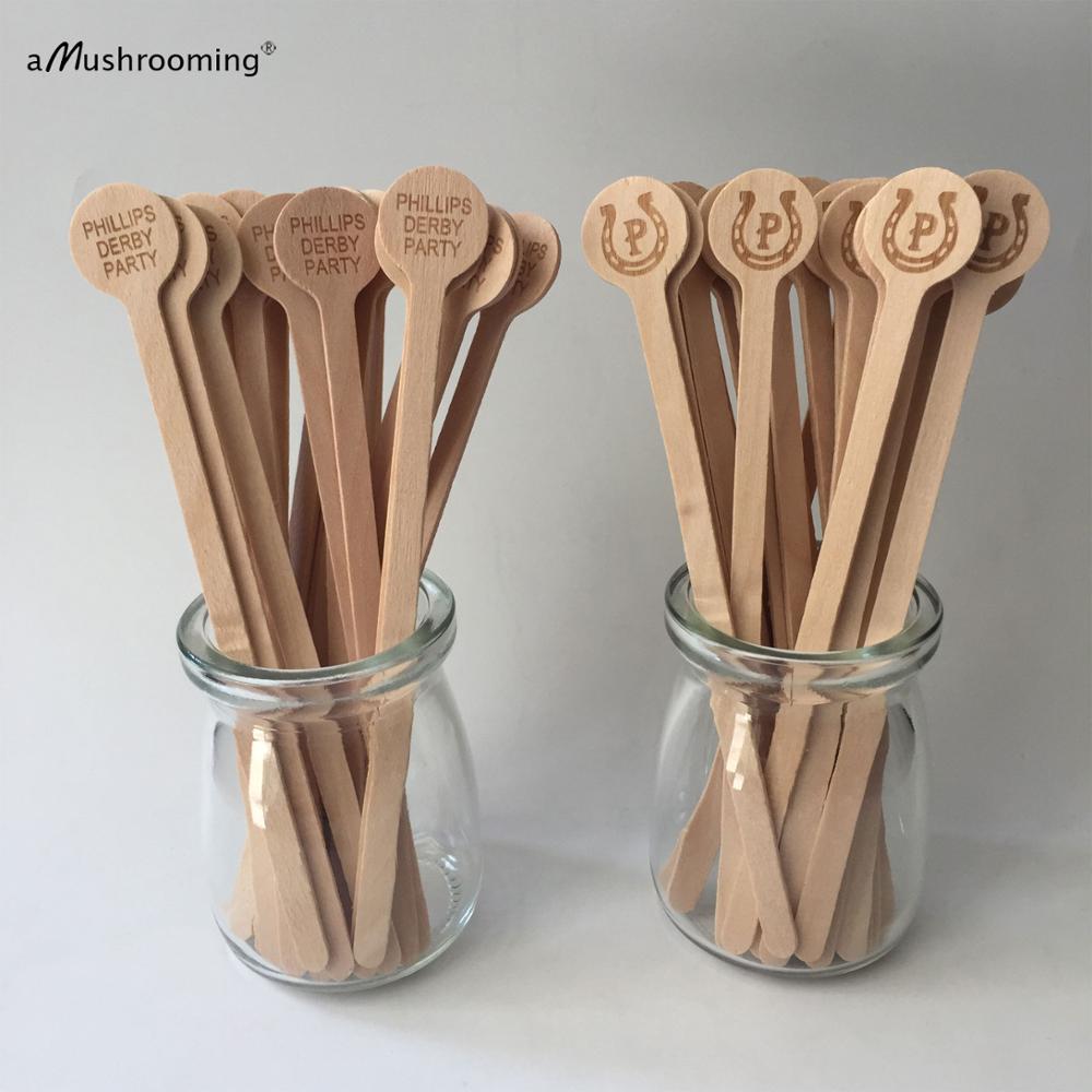 Agitadores de café redondos de madera vintage 100 Uds., recuerdo de boda y cumpleaños, mezcladores de bebidas, varitas de agitar para fiestas personalizadas