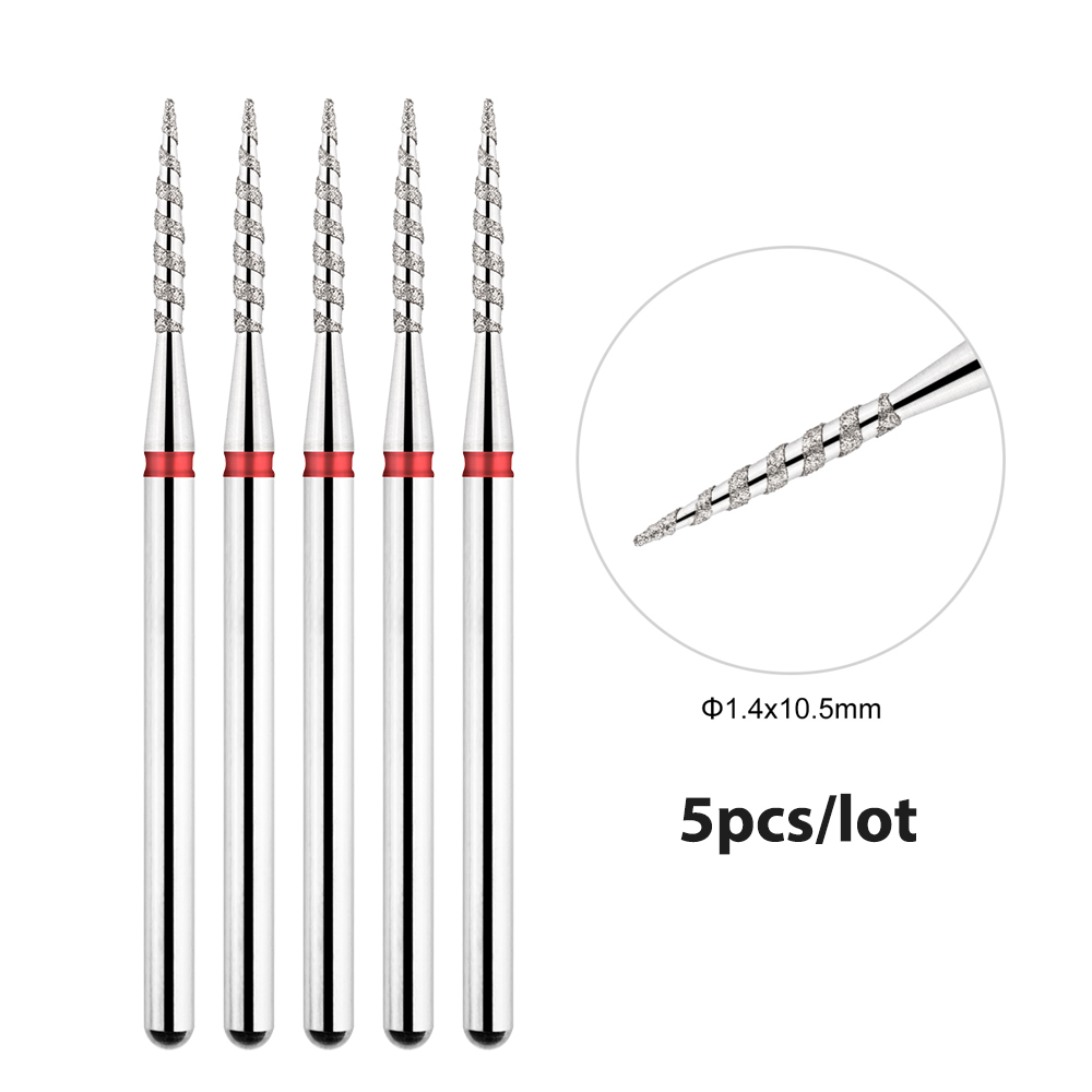 5 unids/lote brocas de diamante para uñas Tornado llama cutícula broca Pro brocas de archivo eléctrico ruso para manicura y pedicura de uñas 3/32'': Degradado