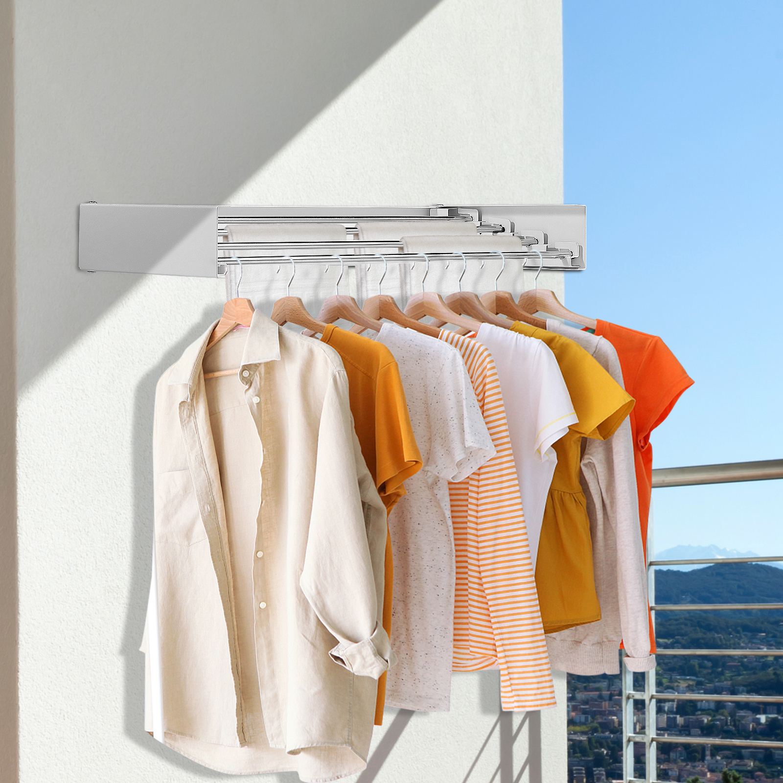 Collapsible Laundry Drying Rack Wall Mounted Clothes Drying Rack Easy to Use No Punching Clothes Drying Rack for Drying Clothes
