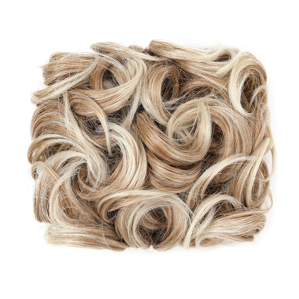 Coque bagunçado coque de cabelo premium sintético encaracolado prato de cabelo pentes de metal em elegante scrunchie bun extensão de cabelo para mulheres: P12/613