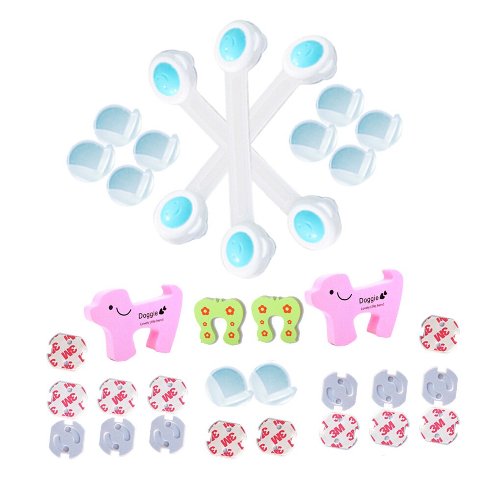 1Set 33/36/38Pcs Kinderslot Set Kast Lock Bescherming Power Plug Cover Baby Veiligheid socket Lade Vergrendelingen Pak: 33pcs EU