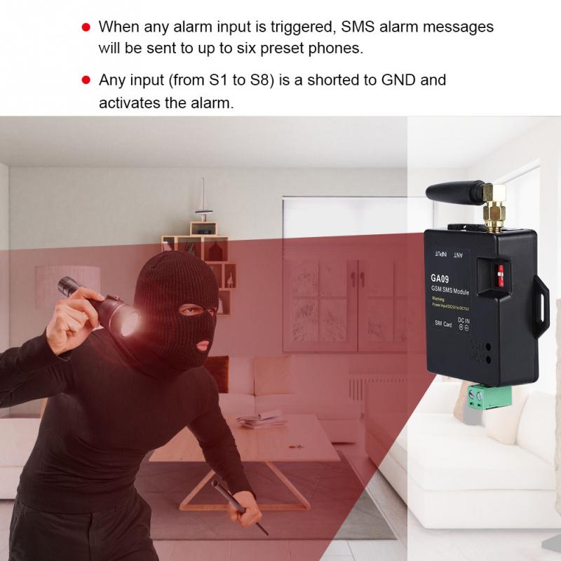 Mini 8 ch hem säkerhet gsm larmsystem med intelligent och trådlöst sms telefonsamtal larm