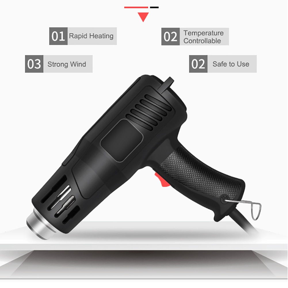 2000w tunga industriella digitala luft 60-600 ℃ arbetstemperatur justerbart munstycke autofilm baka torrt ta bort färg tina mat