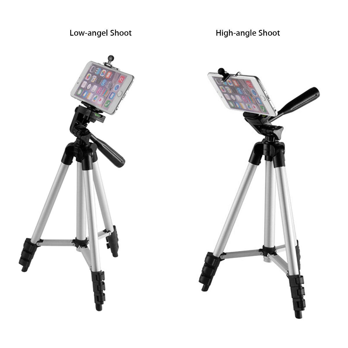 Camera Tripod Stand Aluminum DSLR Camera Long Tripods Adjustable Tripod Stand Mount Holder Clip For Phone Camcorder