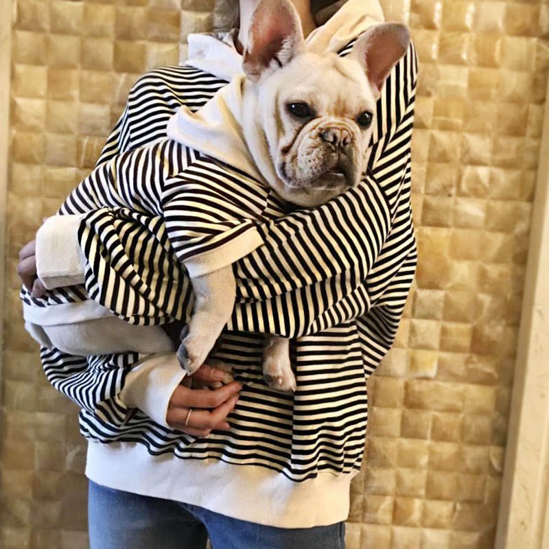 Ouder-kind Katoen Strepen Franse Bulldog Hond Hoodie Huisdier Kleding Kleine Hond Huisdier Kleding Chihuahua Kostuum Pug Kleding Yorkshir