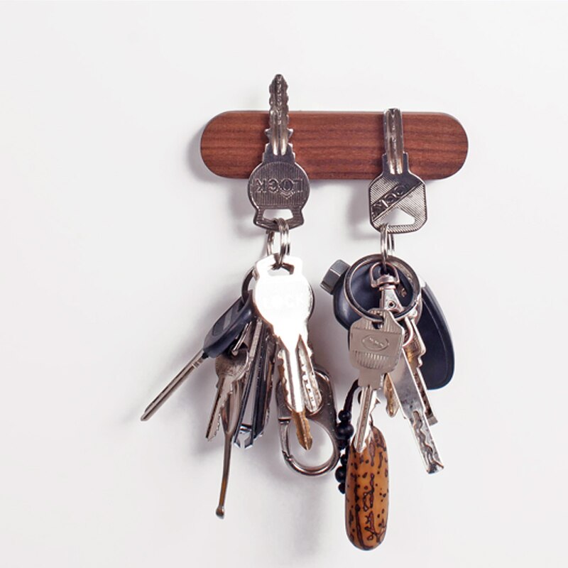 Solid wood key holder Wall hanging Wood wall hanging Car keys Multifunctional suction magnetism Walnut Beech