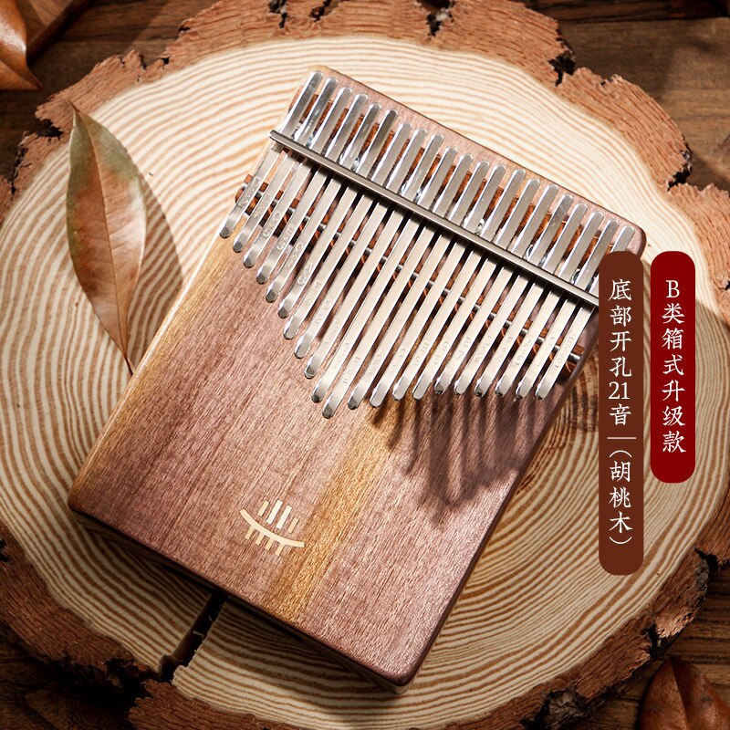 Hluru Kalimba 17 Key Instrument Full Solid Wood Thumb Piano 21 Key Kalimba Musical Mbira Acacia For Beginners: Walnut 21 B